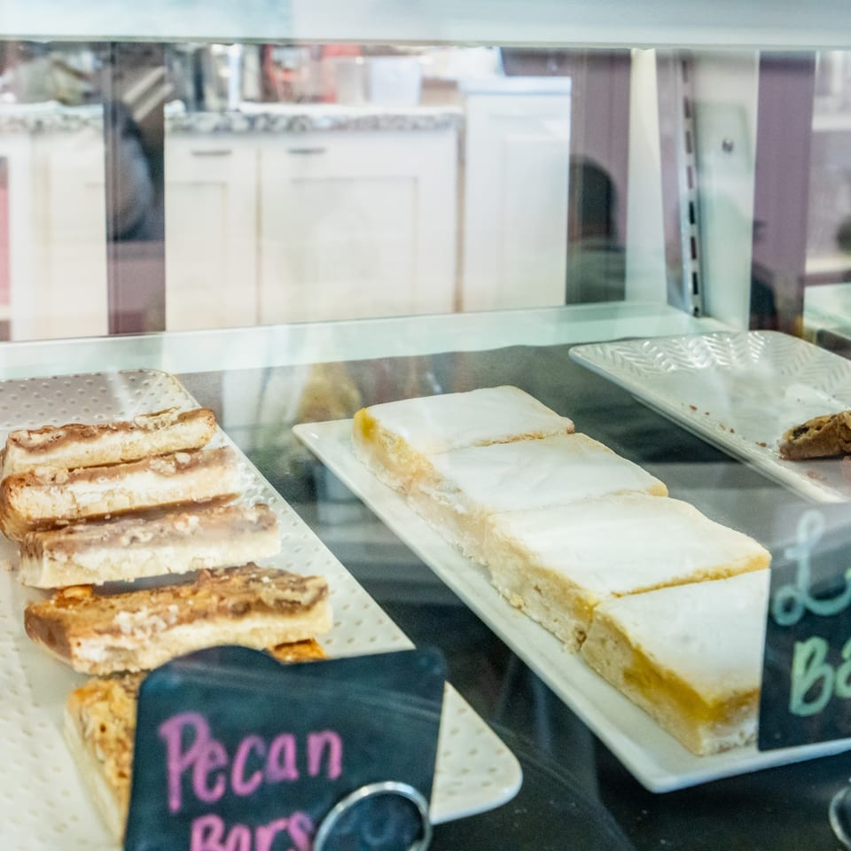 Pecan and lemon bars in the bakery display